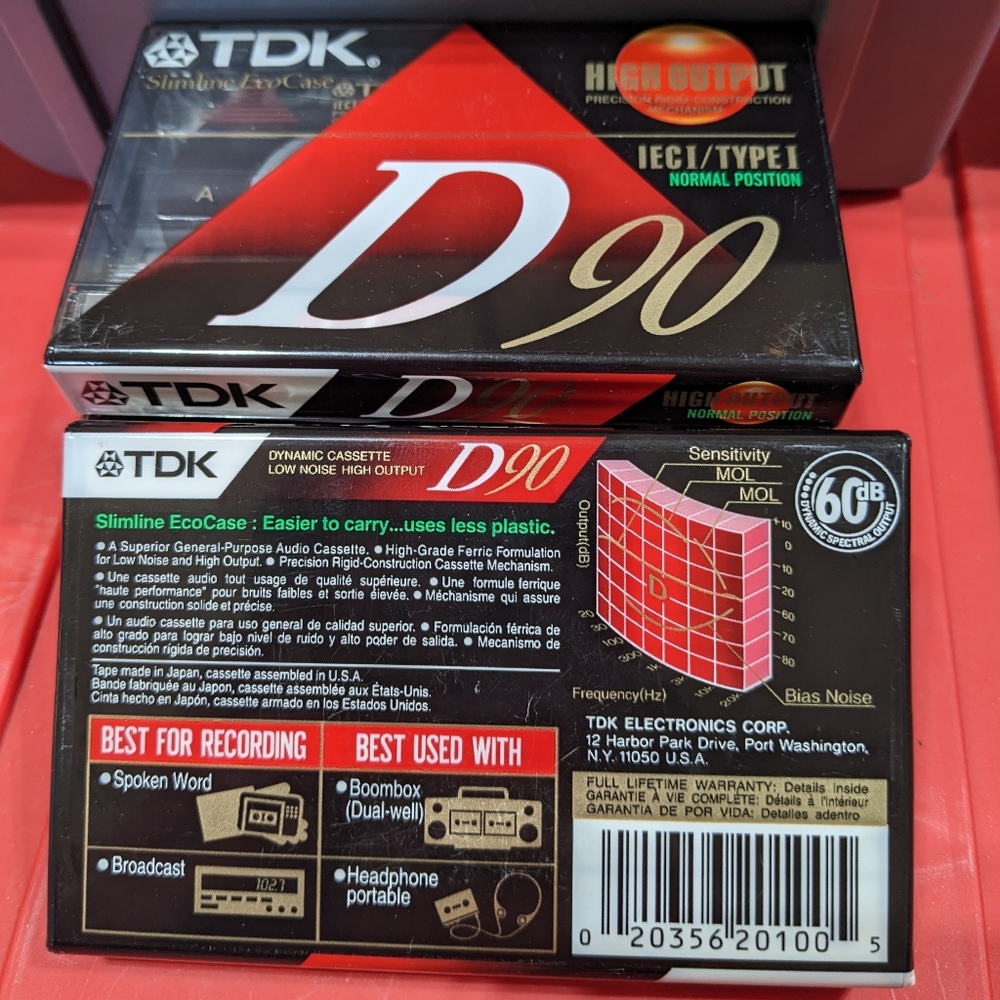 TDK D-90 High Output IEC Type 1 Sealed Tape Cassette Bundle of 4